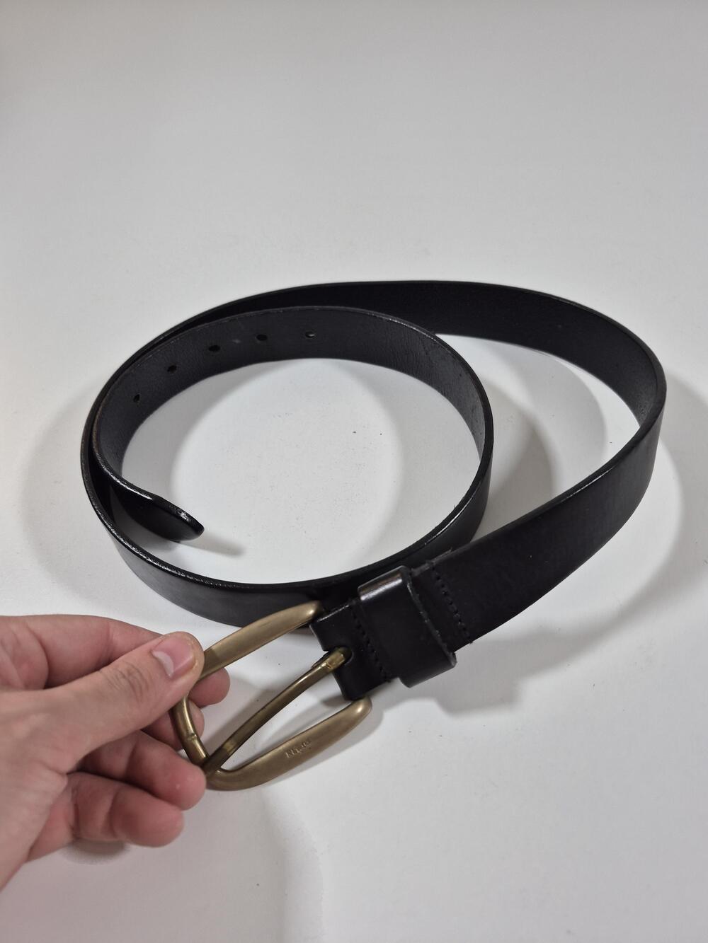 Polo Ralph Lauren Belt Men's 34 Black Leather Dress Brass Buckle USA